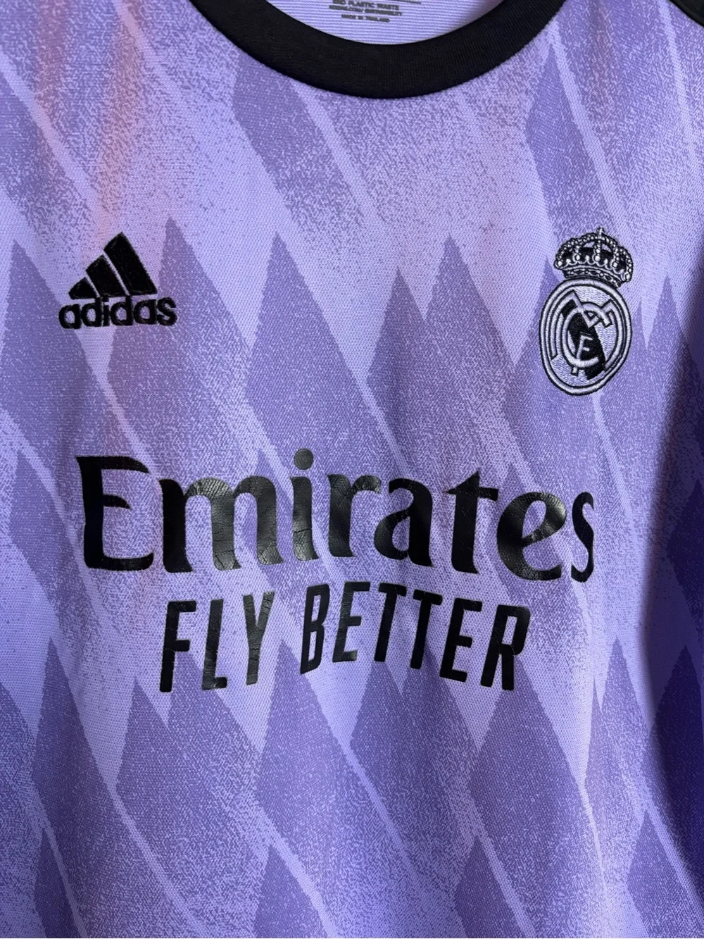 Adidas Real Madrid 2022/23 Away Jersey Purple Black Men's Size Large